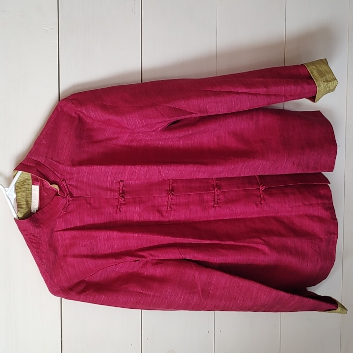 Chinese Style Brocade Jacket Xl Raspberry Pink Lime Green